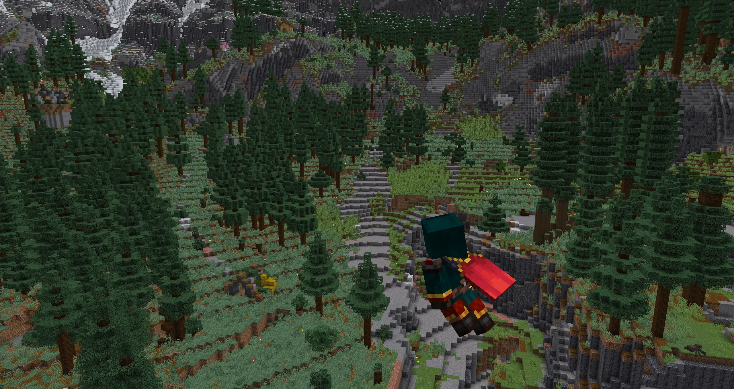 Small world adjustment in a detailed conifer landscape