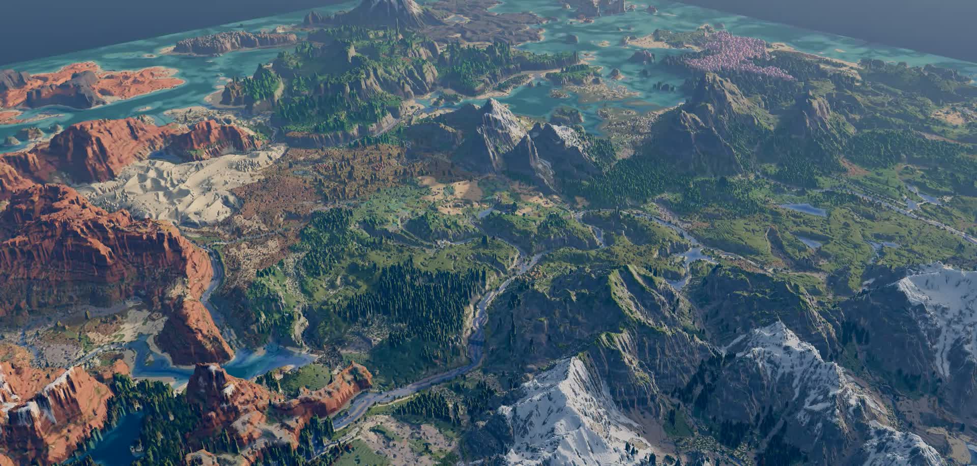 A varied terrain of mesas, mountains, forests and rivers
