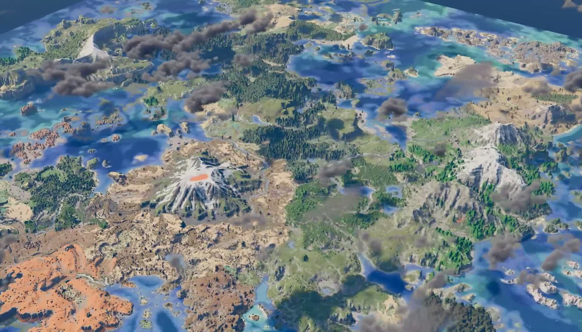 A lush green landscape with tropical coastlines